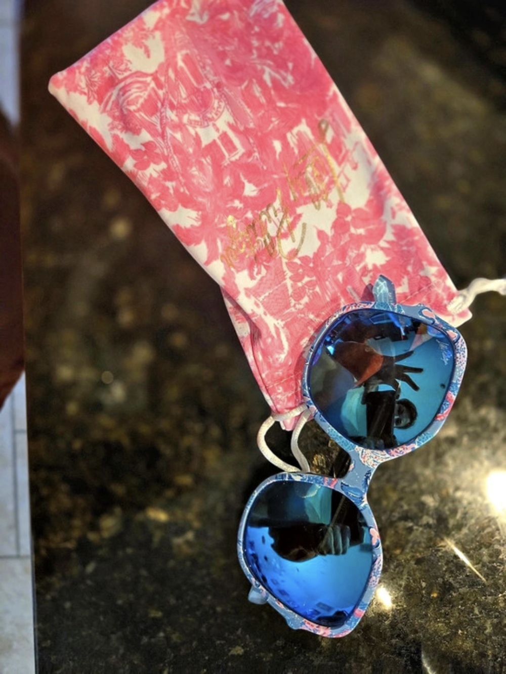 Lilly Pulitzer Blue & Pink Abstract Sunglasses